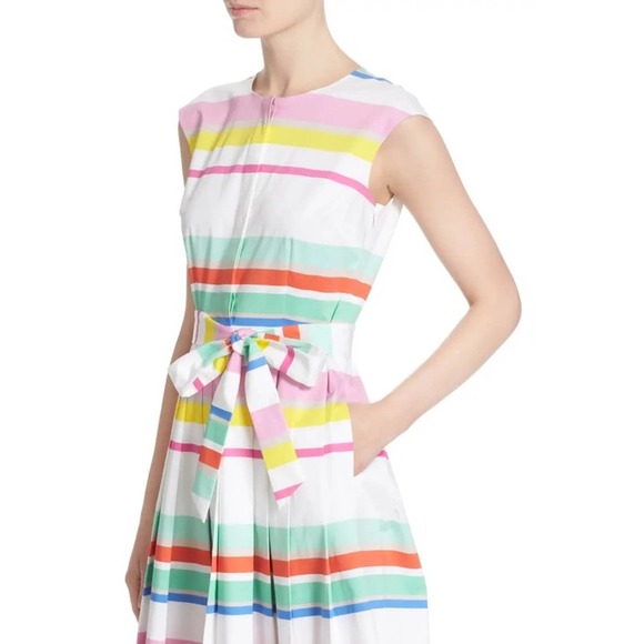 Kate Spade Multi Cape Stripe Shirtdress, Pastel Cotton Dress, Size 4 - Picture 4 of 16